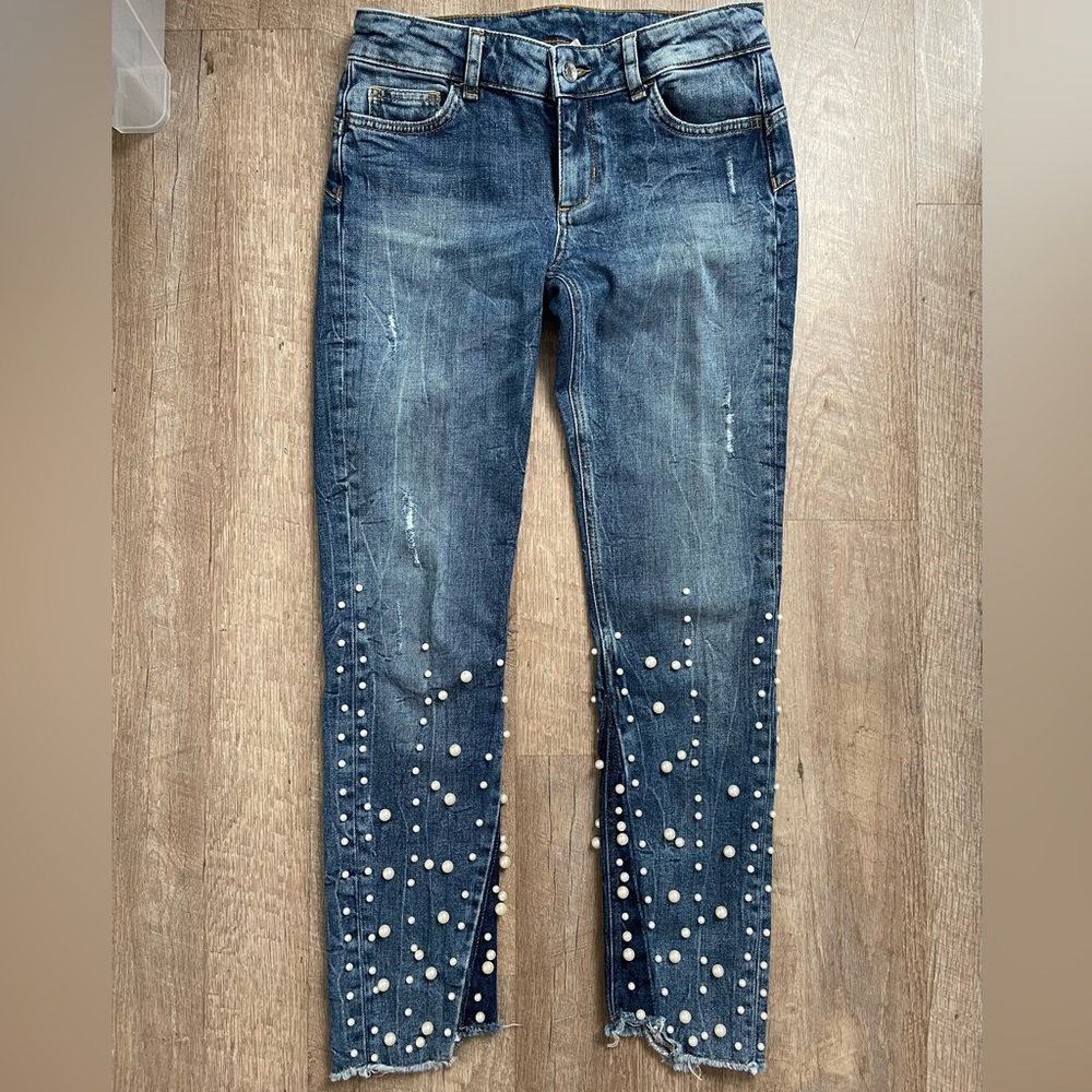 LIU-JO BLUE DENIM PEARL JEANS PANTS